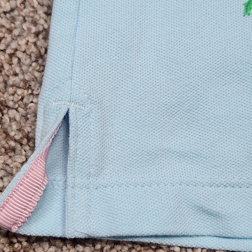 Light Blue Sleeveless Polo with Pink Flamingos and Green Palm Trees Size M - Picture 12 of 12